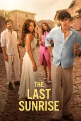 Poster for The Last Sunrise (2026) showing a sunlit Mediterranean coastline with a young woman and her mother
