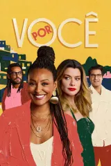 Por Você (2026) poster featuring Sheron Menezzes as Bela surrounded by four children, with Rio de Janeiro skyline in background