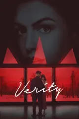 Poster for Verity (2026) showing Dakota Johnson and Anne Hathaway in a dimly lit house