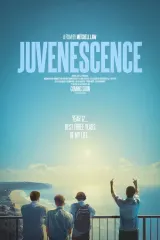 Juvenescence (2026) movie poster featuring four teenage boys in school uniforms against a sunlit Sydney suburban backdrop