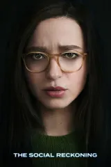 The Social Reckoning (2026) movie poster featuring Jeremy Strong as Mark Zuckerberg and Mikey Madison as Frances Haugen in a tense office confrontation