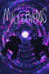 Maleepnedos (2026) movie poster featuring surreal animated characters including a skeletal king, a jet pack-wearing cow, and two protagonists in a bizarre colorful landscape