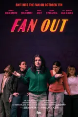 Poster for Fan Out (2026) showing four university students in a chaotic office scene