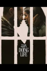 Poster for Doing Life (2026) showing a determined woman and a man in a quiet urban setting