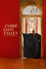 Poster for André Leon Talley — Style is Forever (2026) featuring a stylized portrait of Talley in his signature cape and sunglasses against a runway backdrop
