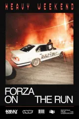 Forza on the Run (2026) poster showing a drift car speeding through urban streets at night