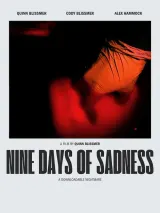 Poster for Nine Days of Sadness (2026) showing a dimly lit screen with a retro game interface