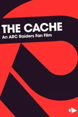 Poster for The Cache (2026) showing a young boy holding a wrapped gift against a futuristic backdrop