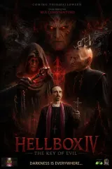 Hellbox IV - The Key Of Evil (2026) poster featuring a demonic key and shadowy figures in a hellish Lisbon alleyway