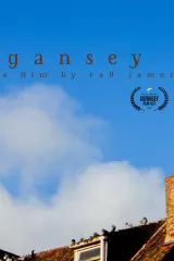 Gansey (2026) movie poster showing a wet Guernsey jumper hanging on a line against a coastal landscape, with intricate stitch patterns visible in the wool