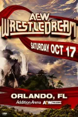 AEW WrestleDream 2026 poster featuring Antonio Inoki tribute branding and AEW logo, 2026 pay-per-view event