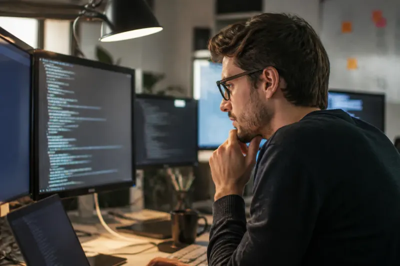 A close-up of smart contract code on a screen during an audit meeting.