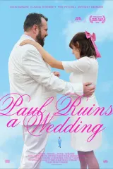 Poster for Paul Ruins a Wedding (2026) showing a bird’s‑eye view of a chaotic wedding reception
