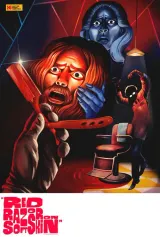 Red Razor On Soft Skin 2026 movie poster featuring mysterious barber and timid client in giallo style