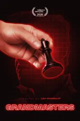 Grandmasters (2026) documentary poster featuring Magnus Carlsen and chess league imagery