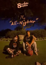 Poster for The "All-Nighter" (2026) showing two young adults under neon lights
