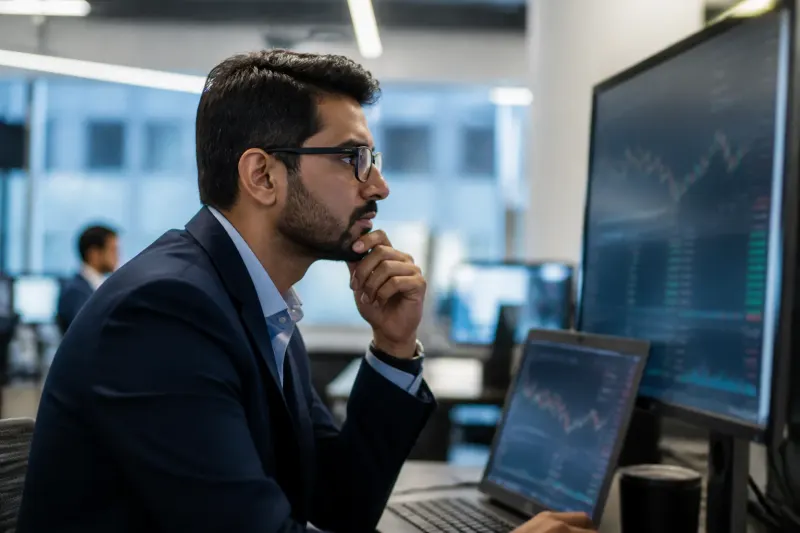 A financial analyst analyzing cryptocurrency market data