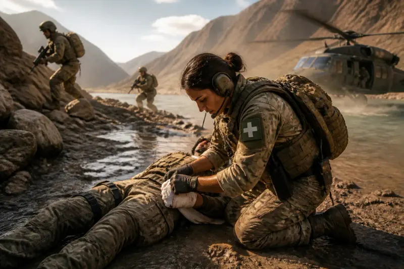 A scene from Wardogs showing the gameplay with players engaging in combat and utilizing medic skills.