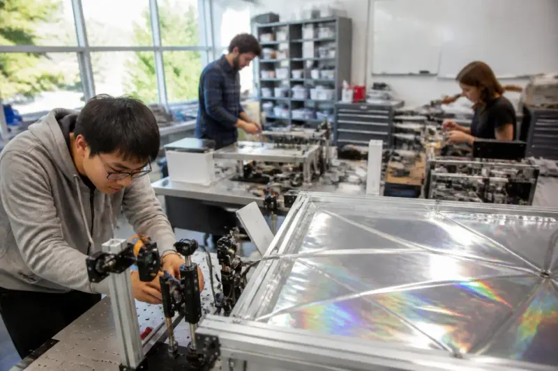A diffractive solar sail concept being tested in a lab environment.