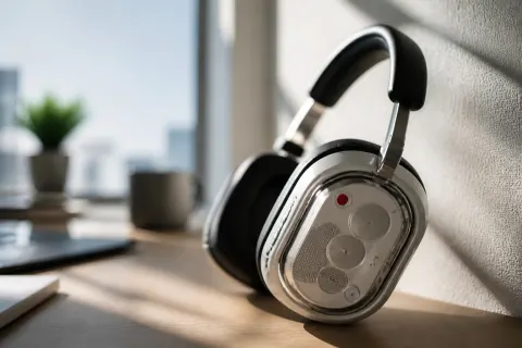 Nothing Headphone 1 Pro displayed on a backdrop showcasing its design.