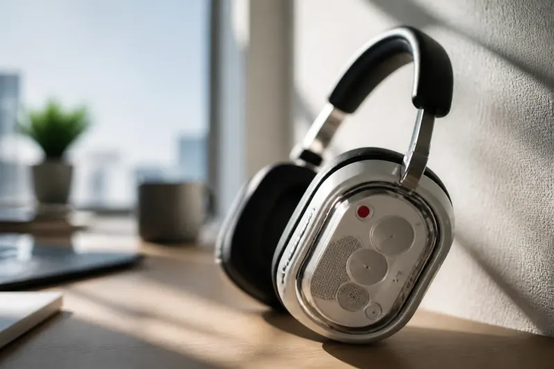 Nothing Headphone 1 Pro displayed on a backdrop showcasing its design.