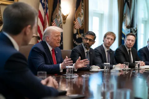 Trump and tech CEOs discussing the AI self-regulation accord