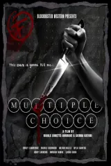 Multiple Choice (2026) movie poster featuring a blood-splattered multiple-choice answer sheet with a sharpened pencil, reflecting the film's classroom slasher premise