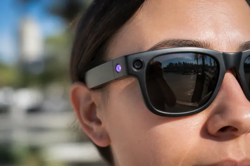 Meta’s smart glasses showing a privacy light indicator.