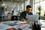 A creative workspace showcasing portfolios designed by Fable 5.1 and GPT-6 Astra