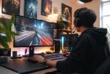 A modern OLED gaming monitor displaying vibrant graphics and smooth motion.