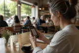 A person interacting with an AI assistant via text messaging on a smartphone.
