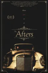 The Afters (2026) movie poster showing a tense young man in a crowded, dimly lit upscale venue with identical-looking waitstaff in the background