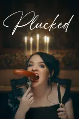 Plucked (2026) movie poster featuring Katie Vincent in Gilded Age attire standing in an ornate brownstone doorway, with ensemble cast visible in background