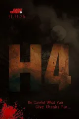 Harvested 4 (2026) movie poster featuring the Harvest Monster looming over a Thanksgiving table setting