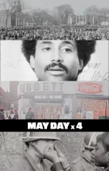 May Day x 4 (2026) poster showing grainy black-and-white protest footage collage with title text