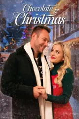 Chocolate for Christmas (2026) movie poster featuring a cozy chocolate shop storefront with holiday decorations and warm lighting