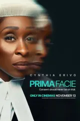 Prima Facie (2026) movie poster featuring Cynthia Erivo as barrister Tessa Ensler in a courtroom setting