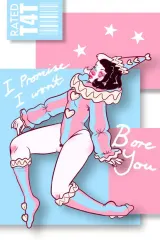 Poster for I promise I won't bore you. (2026) showing Jasmyn May as Mary in clown makeup against a pastel background with the film's title in handwritten font
