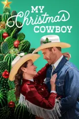My Christmas Cowboy (2026) movie poster featuring Amy Acker and Luke Macfarlane in a festive Texas ranch setting with holiday decorations