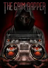 Poster for The Grim Rapper (2026) showing a menacing boom box and spectral rapper silhouette