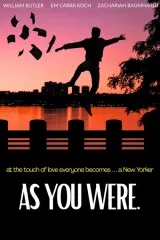 As You Were (2026) movie poster featuring William Butler as Harris Telemacher in New York City