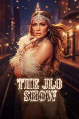 The JLO Show (2026) movie poster featuring Jennifer Lopez in a glamorous stage costume with orchestral and dancer silhouettes behind her