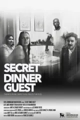 Poster for Secret Dinner Guest (2026) showing a dimly lit dinner table with four seated figures and an empty chair suggesting an unseen presence