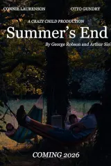 Poster for Summer's End (2026) showing Grace and Oscar in a sunlit kitchen, capturing the film's bittersweet family drama tone