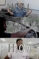 You Said 11:00 (2026) movie poster featuring a distorted office clock reading 11:00 with a lone worker in foreground