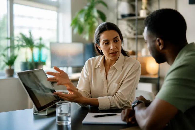 A digital health coach assisting a user with health metrics.