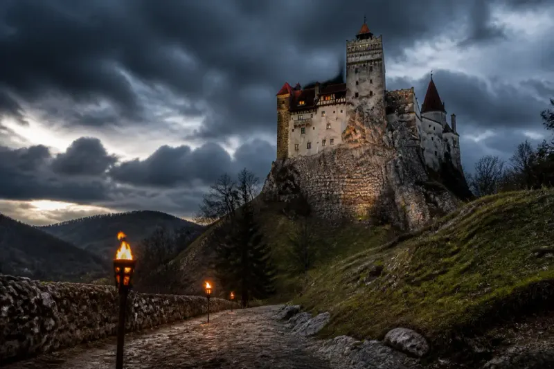 An atmospheric scene showcasing Dracula's Castle in the latest Castlevania game.