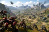An intense battle scene from an RTS game featuring iconic units.