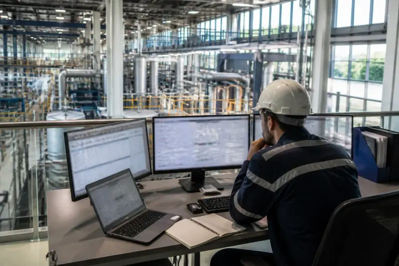 An industrial plant highlighting cybersecurity vulnerabilities