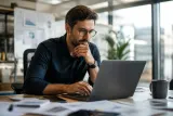 Investor analyzing Bitcoin market trends amidst economic pressures.